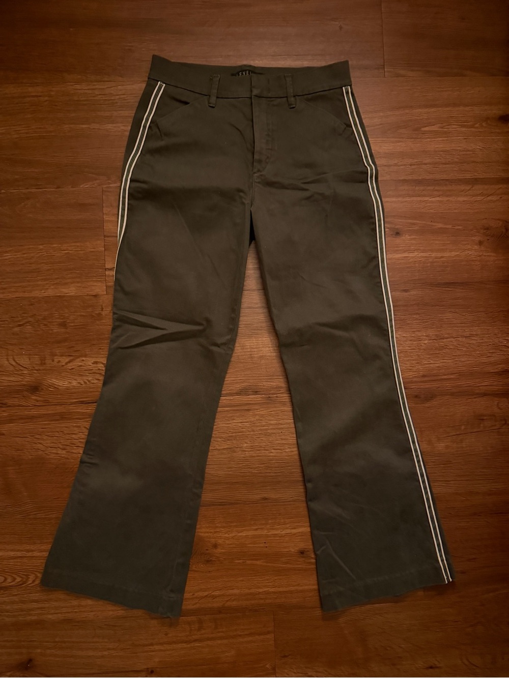 Level 99 Olive Green High-Rise Pants with Exposed Zip